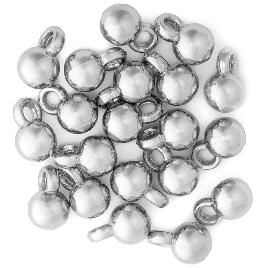 7mm Mini Ball Charms from the Global Collection - Rhodium Plated (20 Pieces)