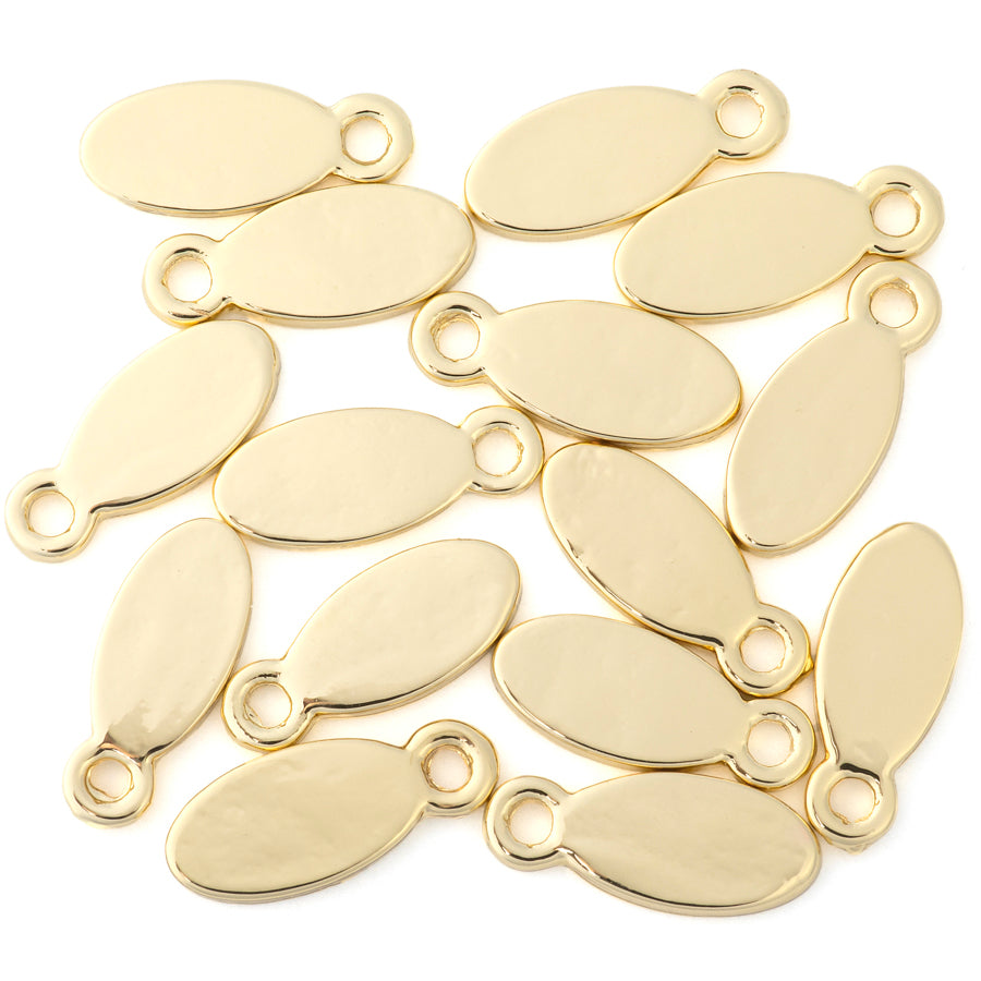 9mm Oval Tag Charm from the Global Collection - Gold Plated (15 Pieces)