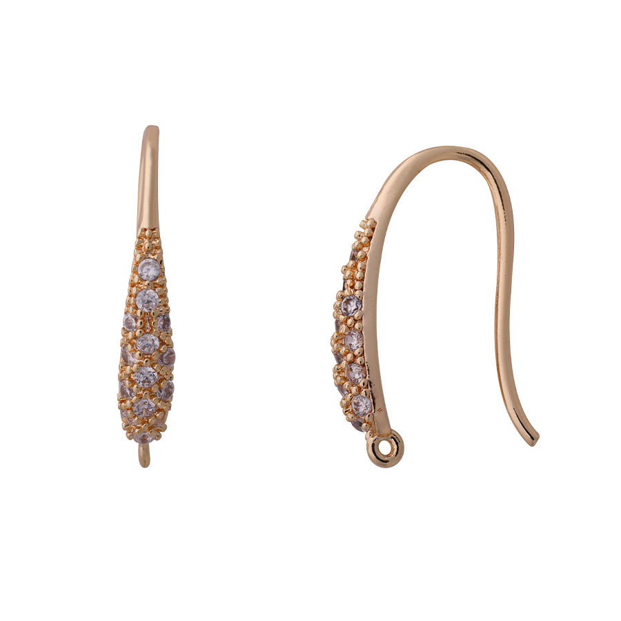 19mm Crystal Embellished French Hook Earwires from the Glam Collection - Gold Plated (1 Pair)