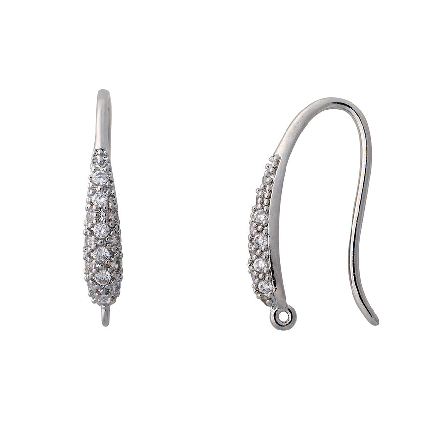 19mm Crystal Embellished French Hook Earwires from the Glam Collection - Rhodium Plated (1 Pair)