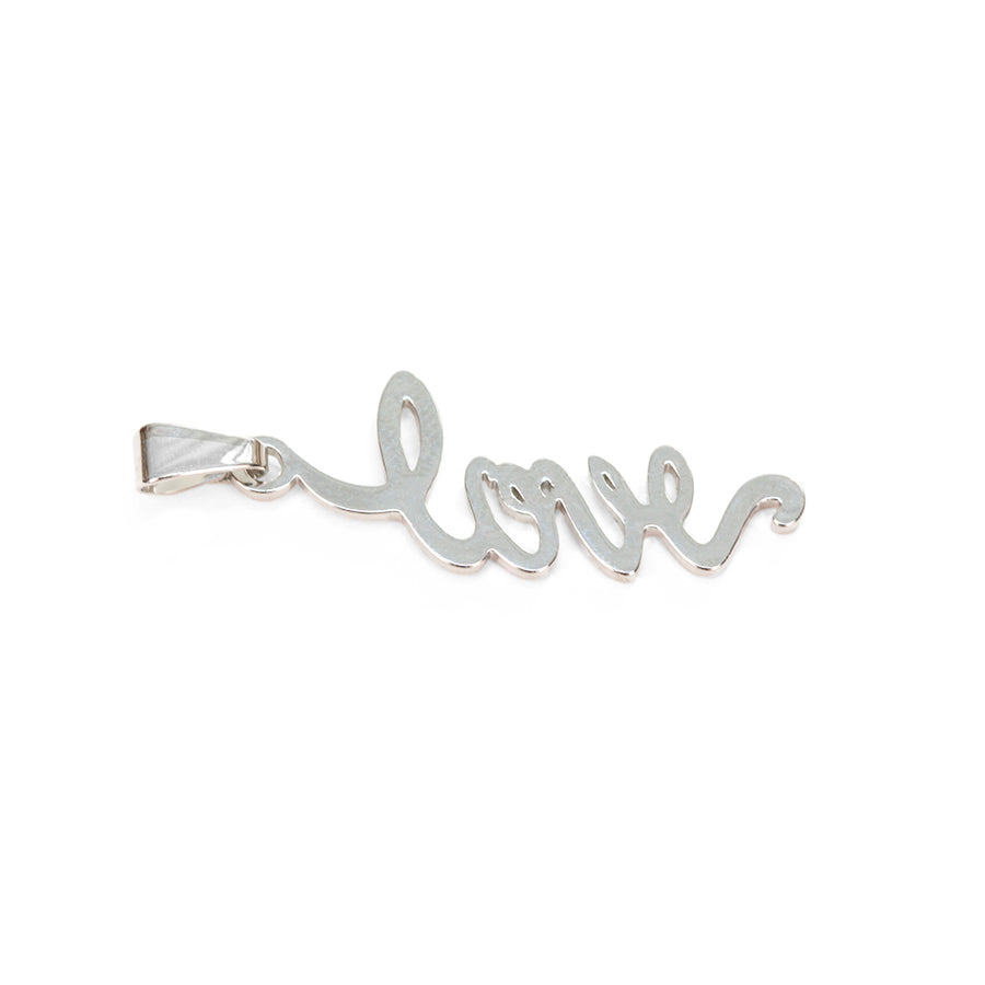 35x12mm Love Charm with Bail - Rhodium Plated