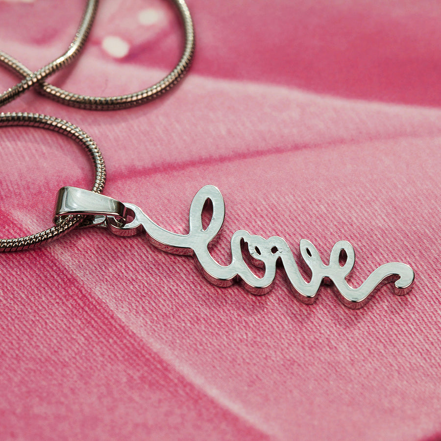 35x12mm Love Charm with Bail - Rhodium Plated