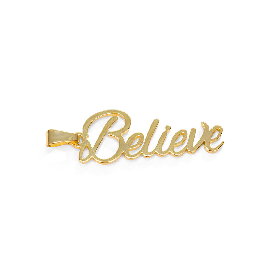 38x12mm Believe Charm with Bail - Gold Plated
