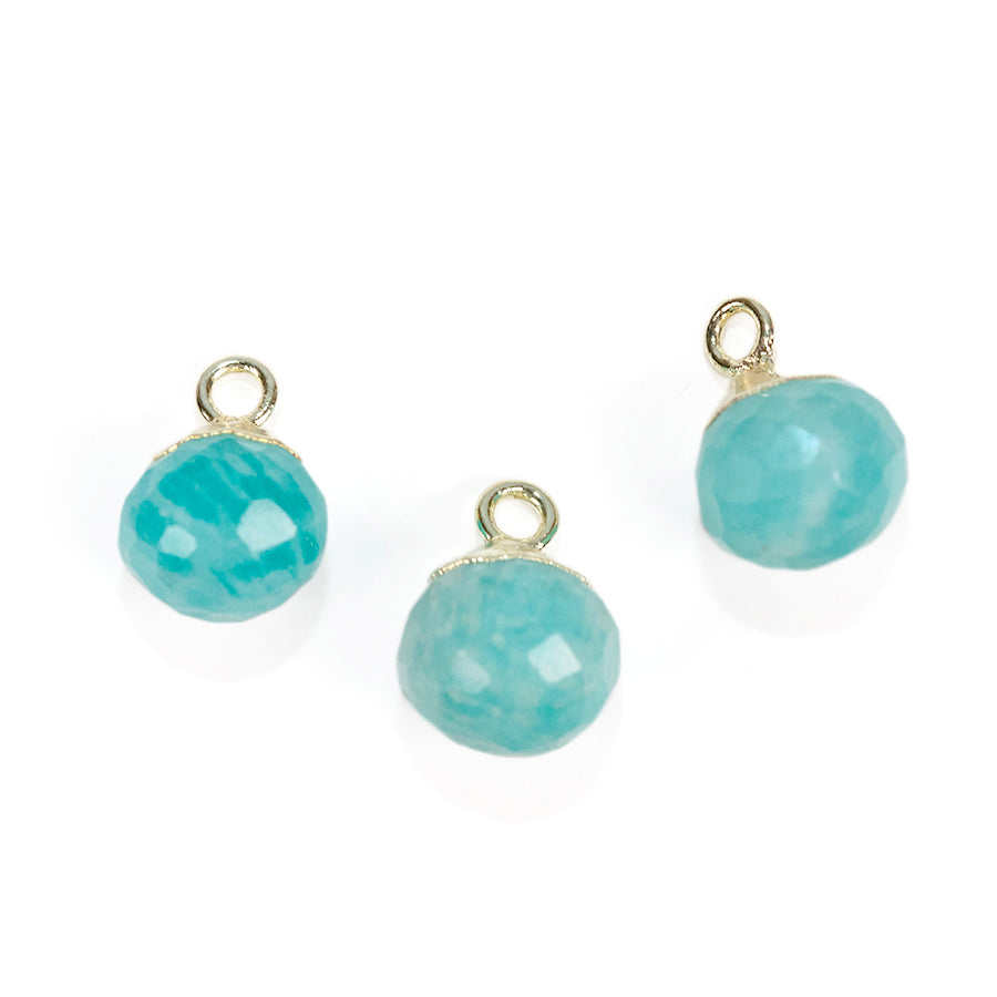 9mm Onion Shape Gold Electroplated Charm - Amazonite (3 Pieces)