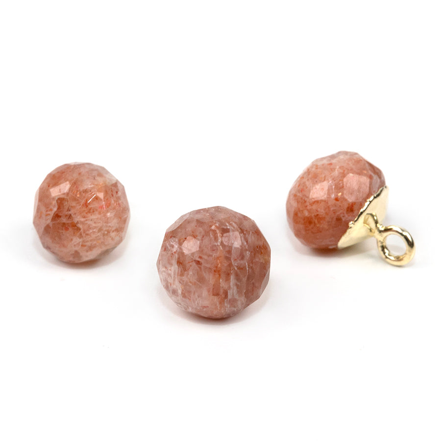 9mm Onion Shape Gold Electroplated Charm - Sunstone (3 Pieces)