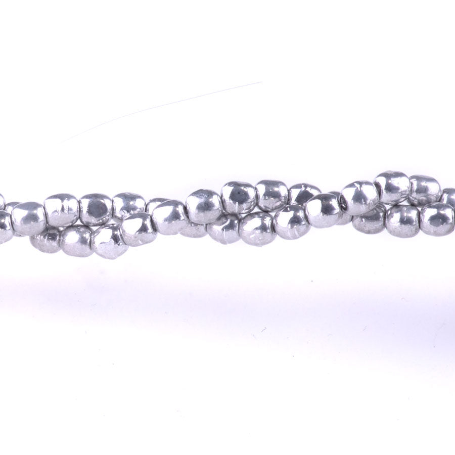 3mm Round Druk Czech Glass Beads - Silver
