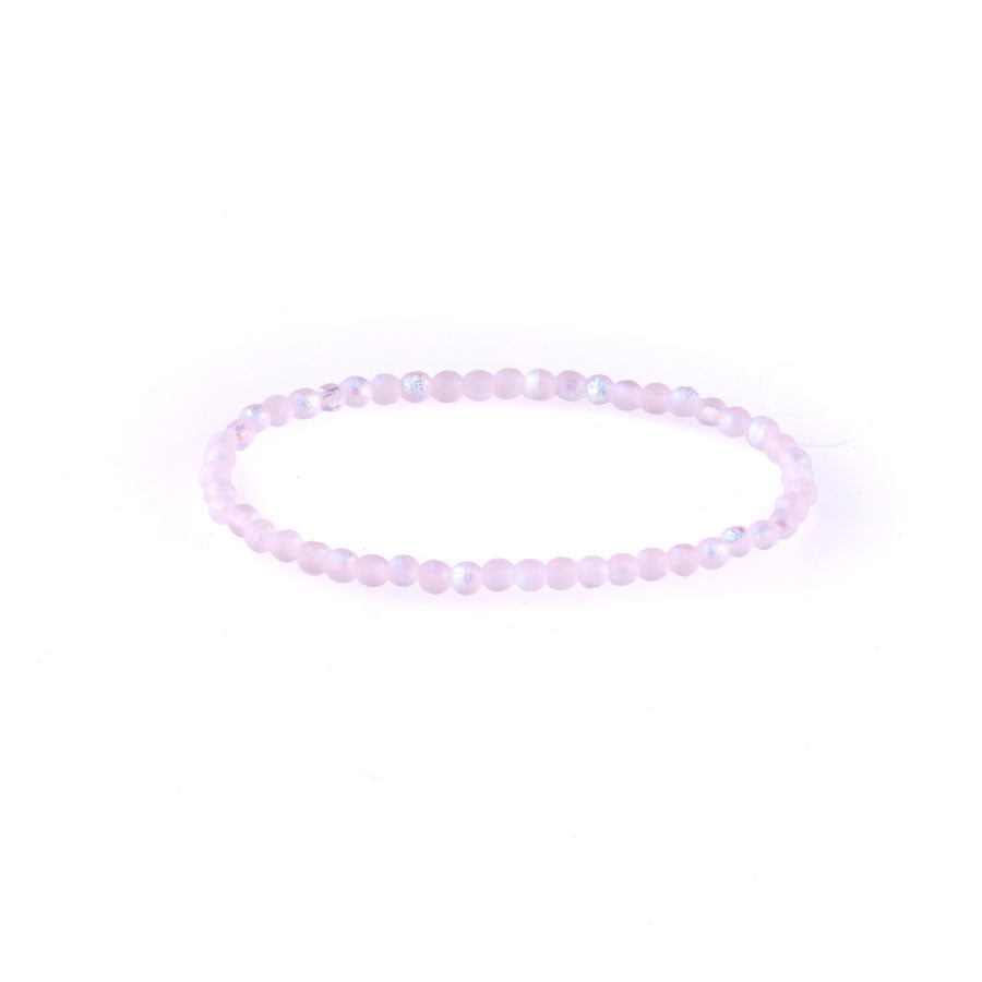 3mm Round Druk Czech Glass Beads - Pale Pink with Etched and AB Finishes