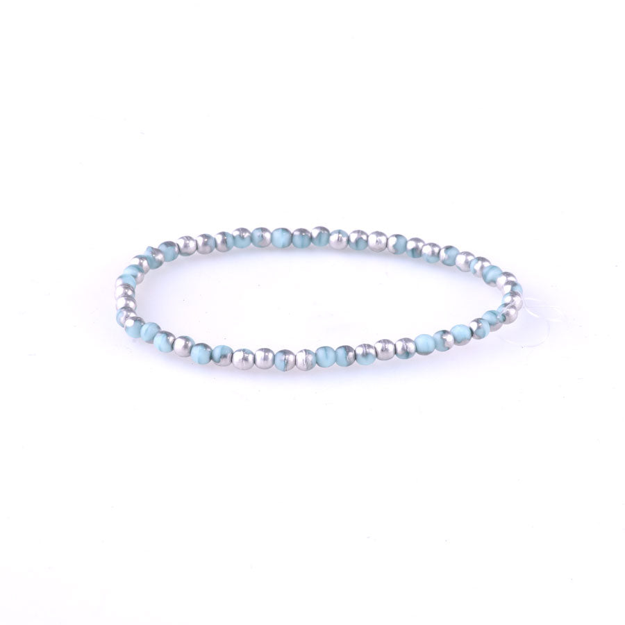 3mm Round Druk Czech Glass Beads - Sky Blue with Silver Finish