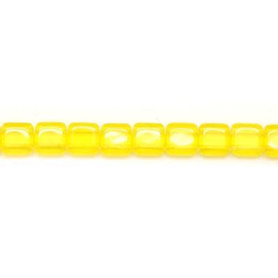 6mm Lemon Two Hole Tile Czech Glass Beads by CzechMates