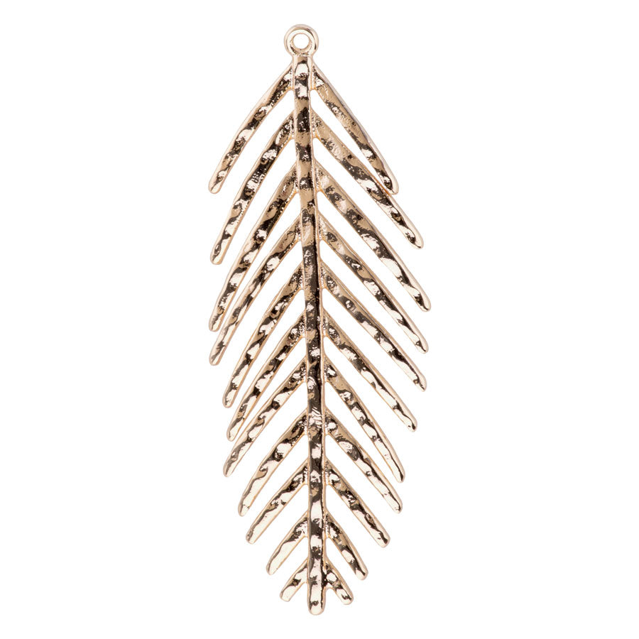 48mm Hammered Leaf Pendant from the Global Collection - Gold Plated