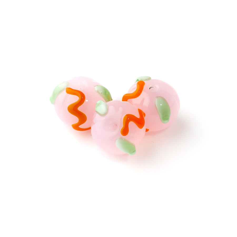 12.5 x 15mm Pumpkin Lampwork Beads - Pink (3 Pieces)