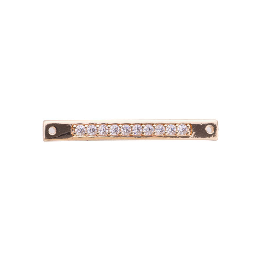 32mm Bar Connector with Crystal Embellishments from the Glam Collection - Gold Plated