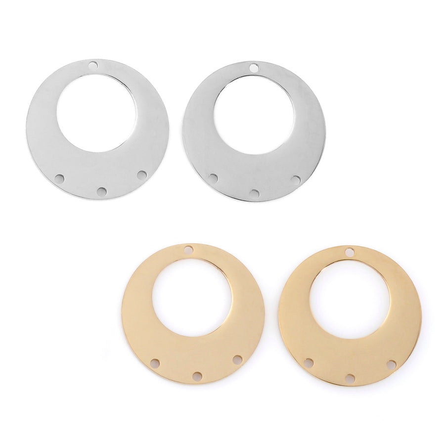 22mm Shiny Off Center Donut Connector / Component from the Chic Collection- Gold Plated Brass (1 Pair)