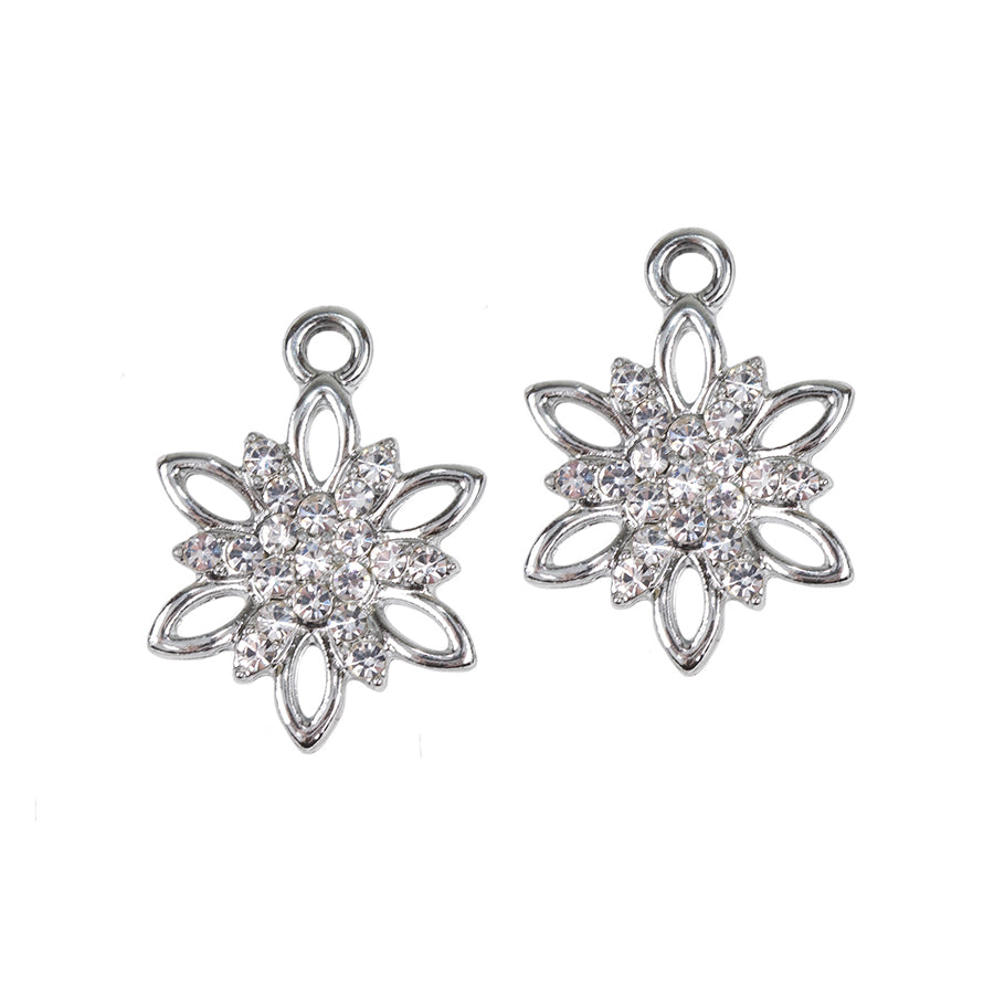 20x15mm Elegant Poinsettia Charm Set - Silver