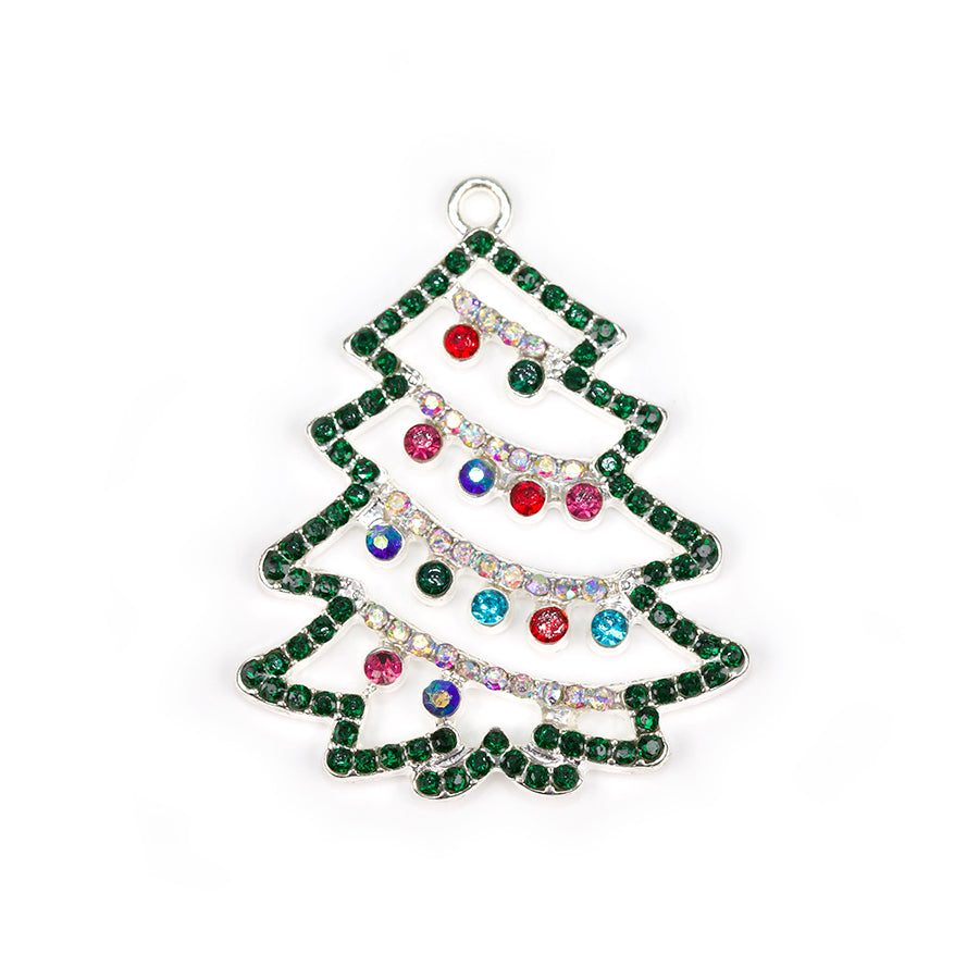 35x28mm Christmas Tree Joy Pendant in Silver