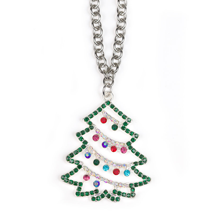 35x28mm Christmas Tree Joy Pendant in Silver