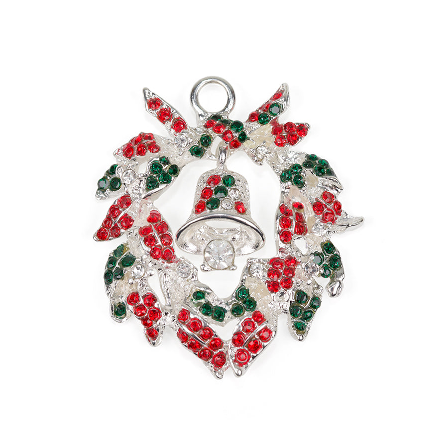 45mm Home is Where Christmas Is Wreath Pendant in Silver