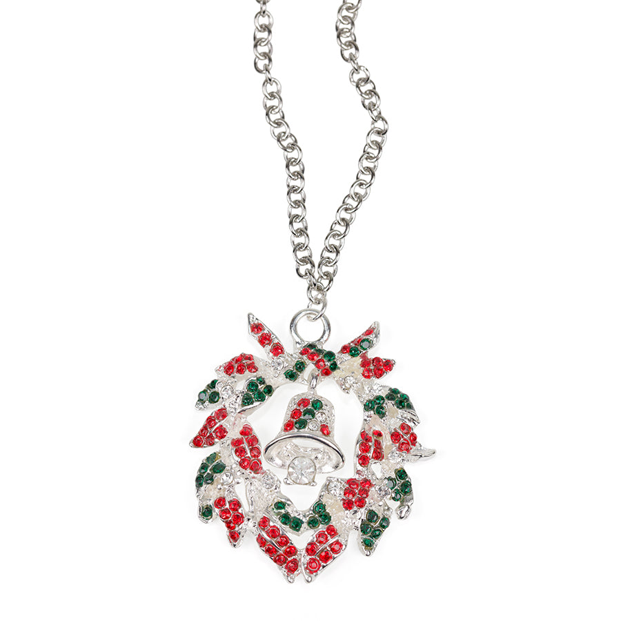 45mm Home is Where Christmas Is Wreath Pendant in Silver