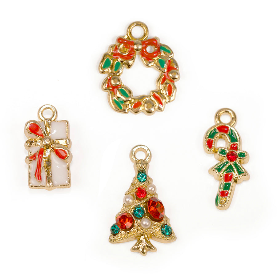 Comfort and Joy 4 Piece Charm Set in Gold