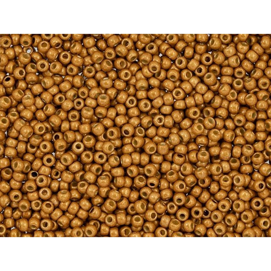 TOHO Round Bead 11/0 PermaFinish Matte Galvanized Old Gold 2.5-Inch Tube