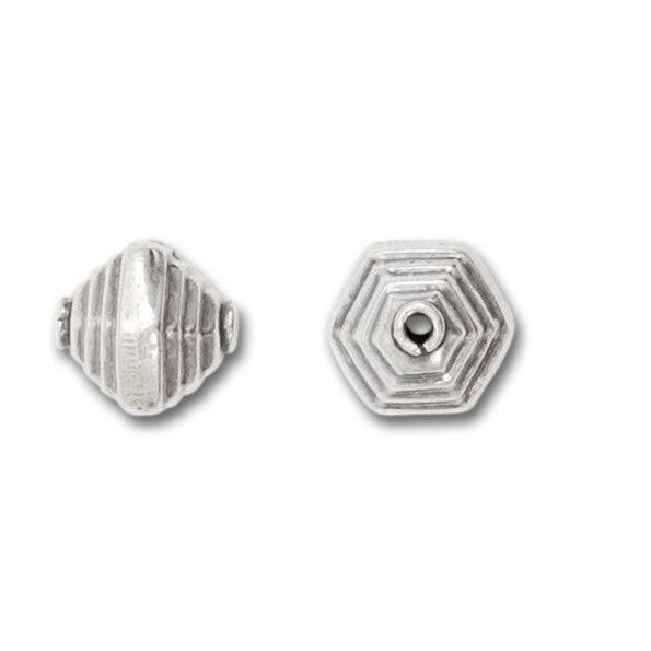 Bali Silver Stratified Hexagon Bead