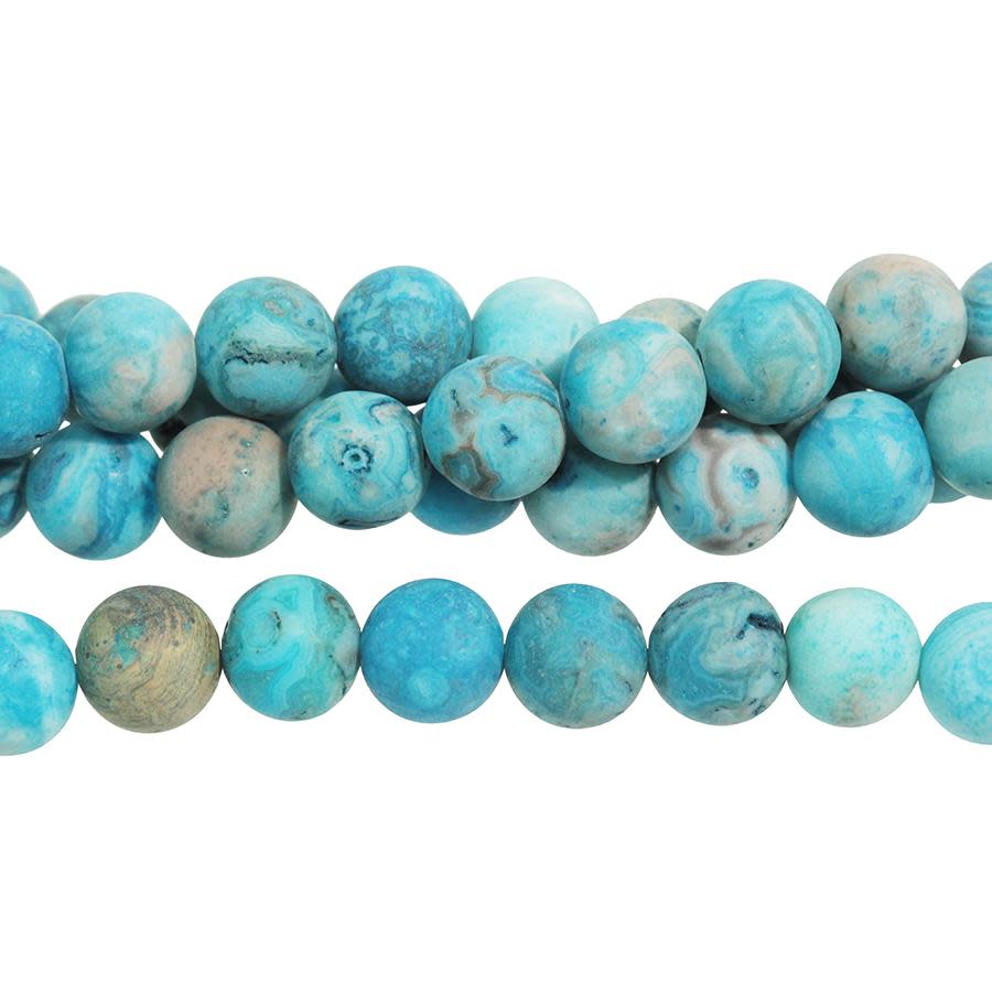 MATTE Blue Crazy Lace Agate 8mm Round 8-Inch