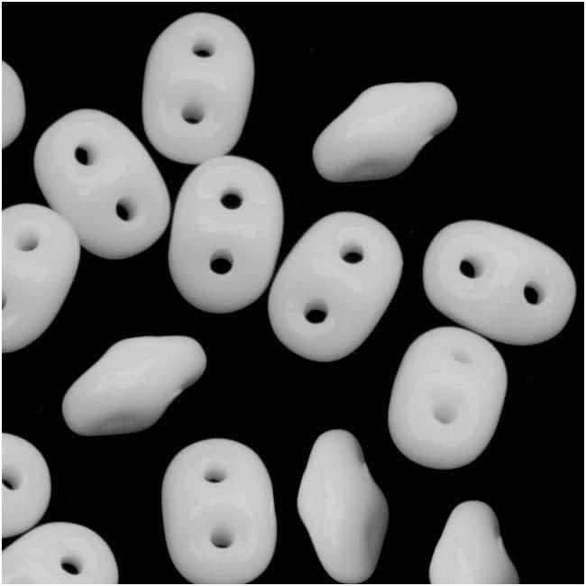 SuperDuo 2 x 5mm 2-Hole Opaque White Seed Bead 2.5-Inch Tube