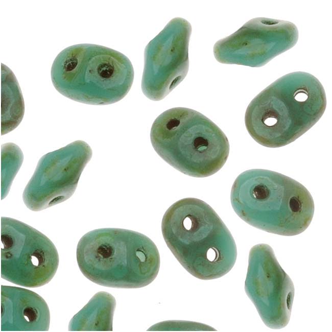 SuperDuo 2 x 5mm 2-Hole Opaque Turquoise Picasso Seed Bead 2.5-Inch Tube