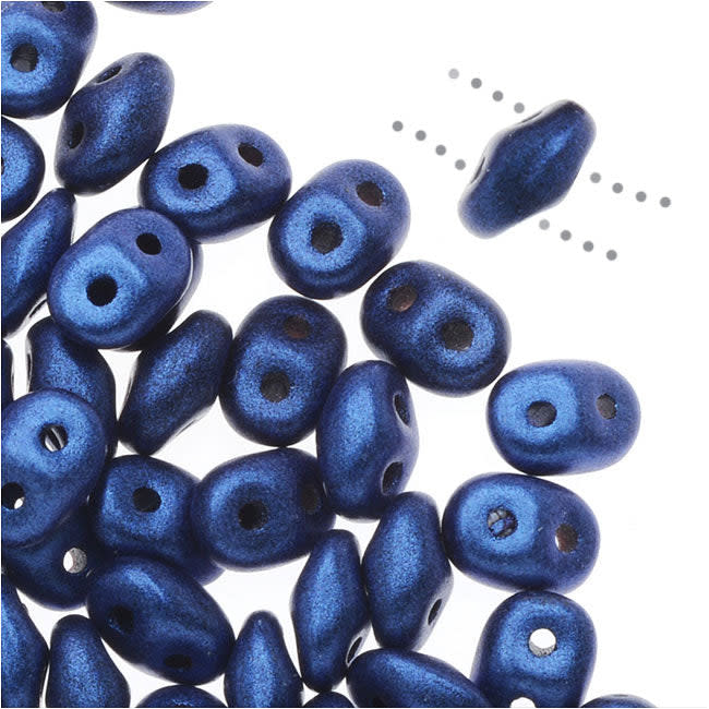 SuperDuo 2 x 5mm Blue Metallic Suede 2-Hole Seed Bead 2.5-Inch Tube