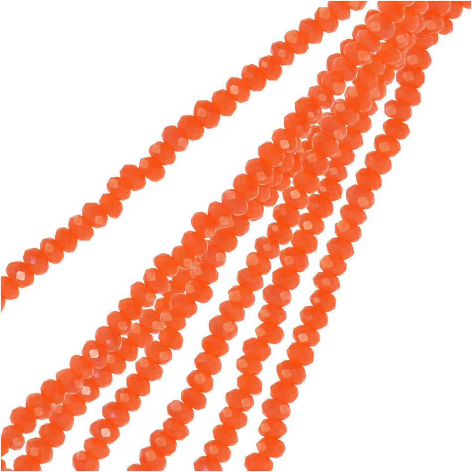 Crystal Beads, Faceted Rondelle 1.5x2.5mm, Opaque Orange