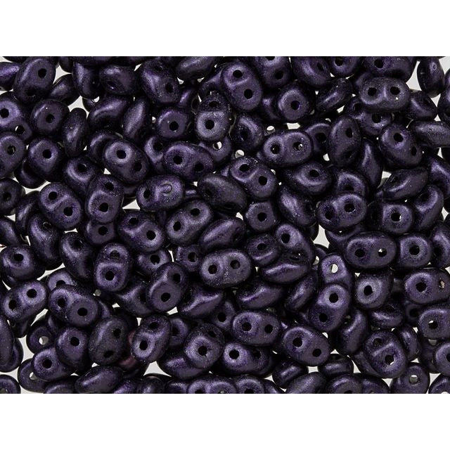 SuperDuo 2 x 5mm Dark Purple Metallic Suede 2-Hole Seed Bead 2.5-Inch Tube