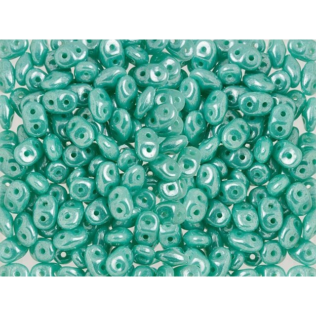 SuperDuo 2 x 5mm Opaque Turquoise Luster 2-Hole Seed Bead 2.5-Inch Tube