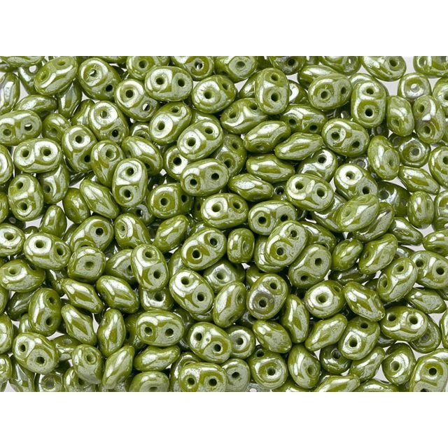 SuperDuo Opaque Olive Luster 2-Hole 2 x 5mm Seed Bead 2.5-Inch Tube