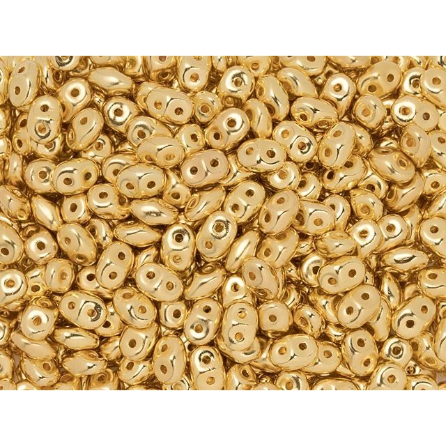 SuperDuo 2 x 5mm 24K Gold-Plated 2-Hole Seed Bead, 2.5-Inch Tube