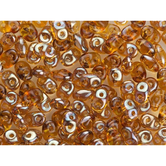 SuperDuo 2 x 5mm 2-Hole Topaz Celsian Seed Bead, 2.5 Inch Tube