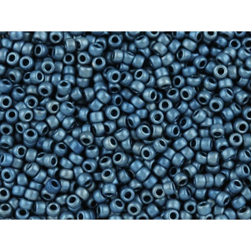 TOHO Bead Round 11/0 Matte Nickel-Plated Denim Blue, 2.5-Inch Tube