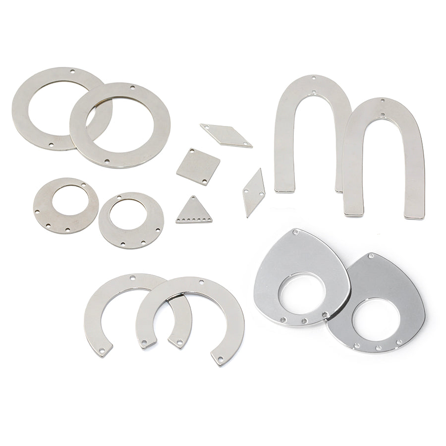 22mm Shiny Off Center Donut Connector / Component from the Chic Collection - Rhodium Plated Brass (1 Pair)