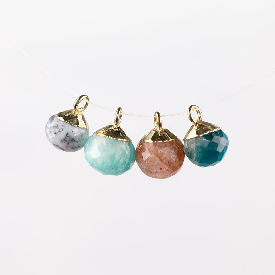 9mm Onion Shape Gold Electroplated Charm - Amazonite (3 Pieces)