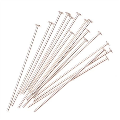 Head Pins, 1 Inch Long and 22 Gauge Thick Sterling Silver