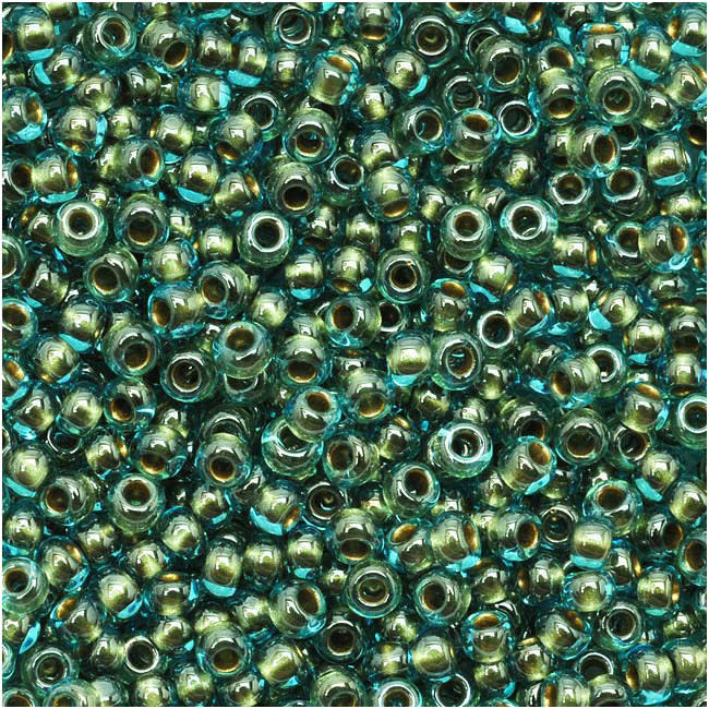 TOHO Round Seed Beads 11/0 284 Aqua/Gold Lined