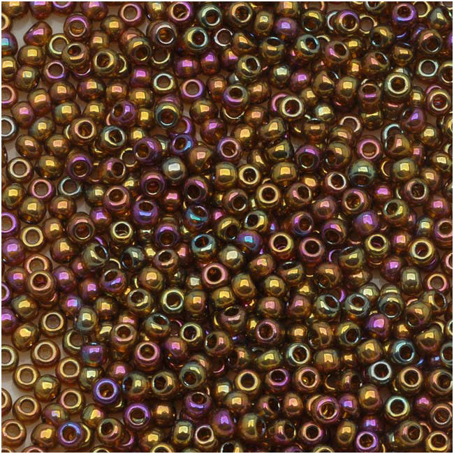 TOHO Round Seed Beads 11/0 459, Gold Lustered Dark Topaz