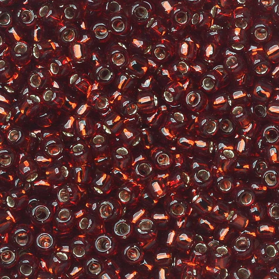 TOHO Seed Beads, Round 11/0, 25D, Silver Lined Garnet