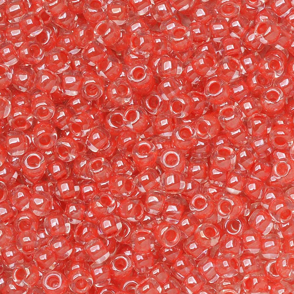 TOHO Seed Beads, Round 11/0, 341, Crystal/Tomato Lined