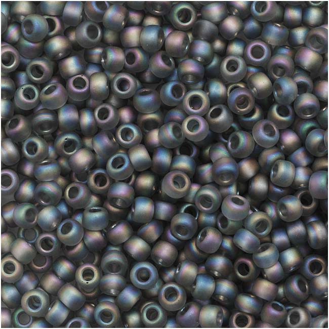 TOHO Round Seed Beads 11/0 176BF Transparent Rainbow Frosted Gray