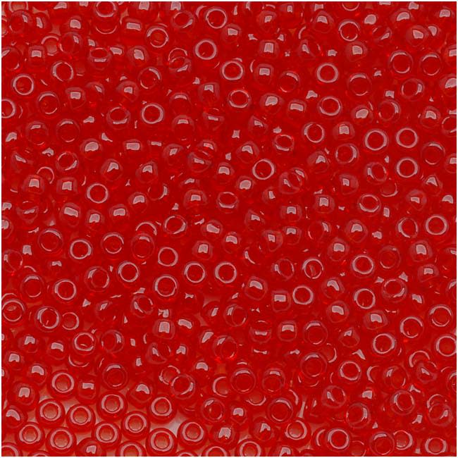 TOHO Round Seed Beads 11/0 5B, Transparent Siam Ruby