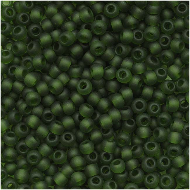 TOHO Round Seed Beads 11/0 940F, Transparent Frosted Olivine