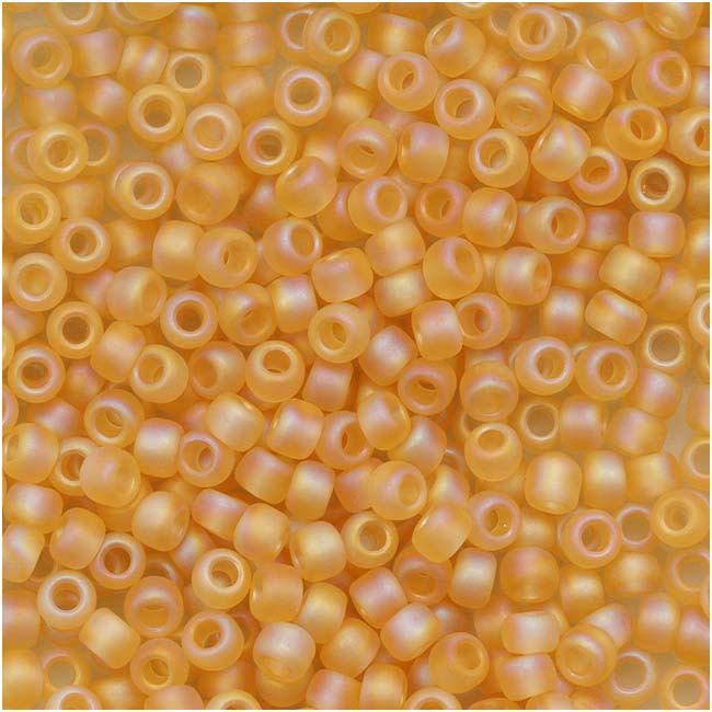 TOHO Round Seed Beads 11/0 162F Transparent Rainbow Frosted Lt Topaz