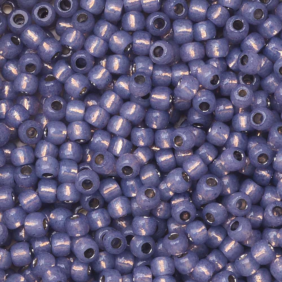 TOHO Seed Beads, Round 11/0, PF2124, PermaFinish Silver Lined Milky Tanzanite