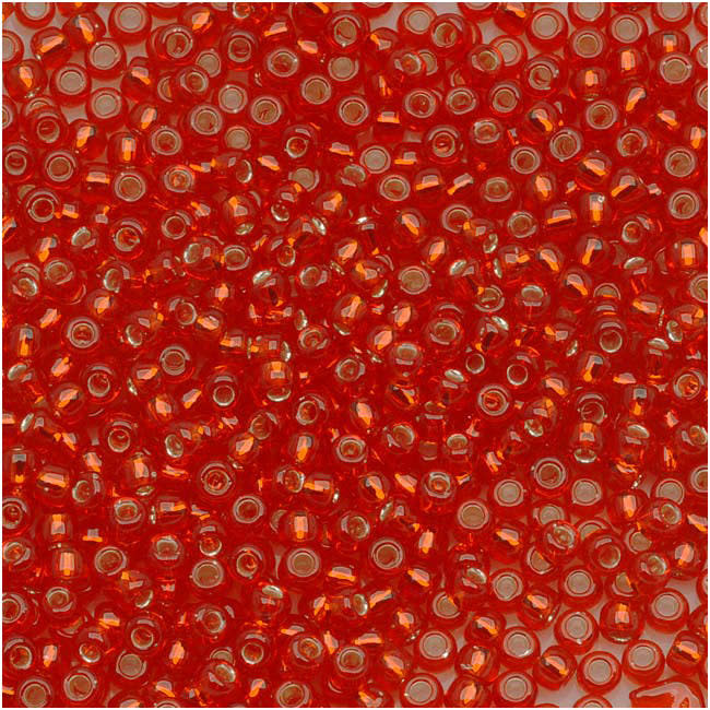 TOHO Round Seed Beads 11/0 25, Silver Lined Light Siam Ruby