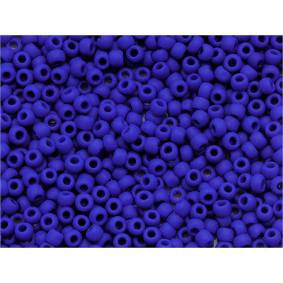 Toho 11/0 Round Seed Bead Opaque Frosted Navy Blue, 2.5-Inch Tube